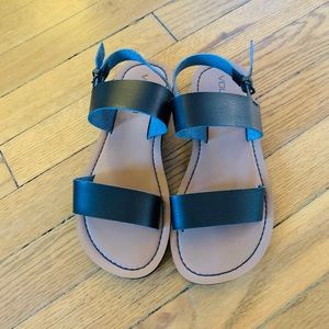 5 Volcom Black Leather Slingback Strap Sandals